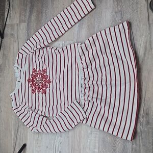 Gymboree 12 girls snowflake striped dress white red